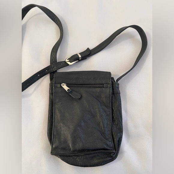 Sorpresa! Black Leather Crossbody Shoulder Purse Bag Studded Boho - Picture 3 of 10